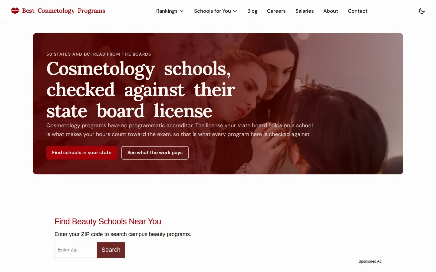 Best Cosmetology Programs website screenshot