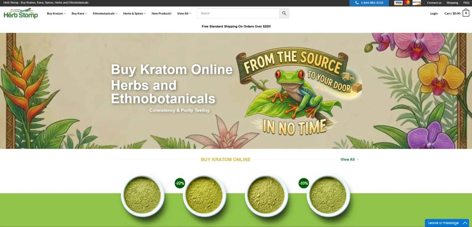 Herb Stomp's old homepage on a stock WooCommerce theme