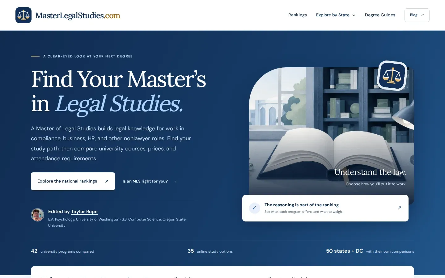 Master Legal Studies website screenshot