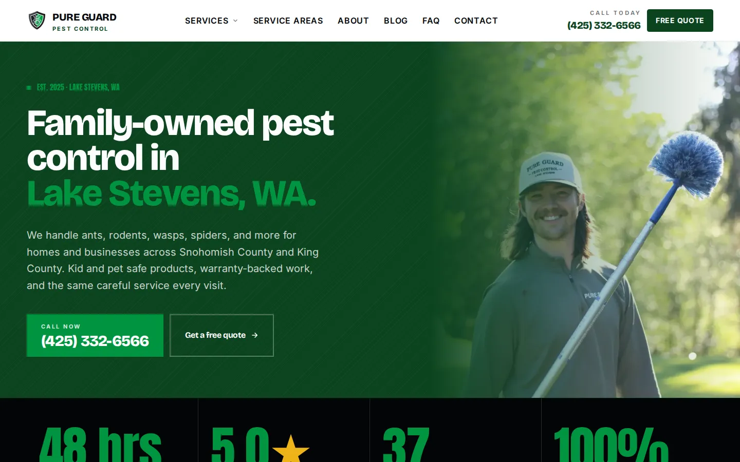 Pure Guard Pest Control website screenshot
