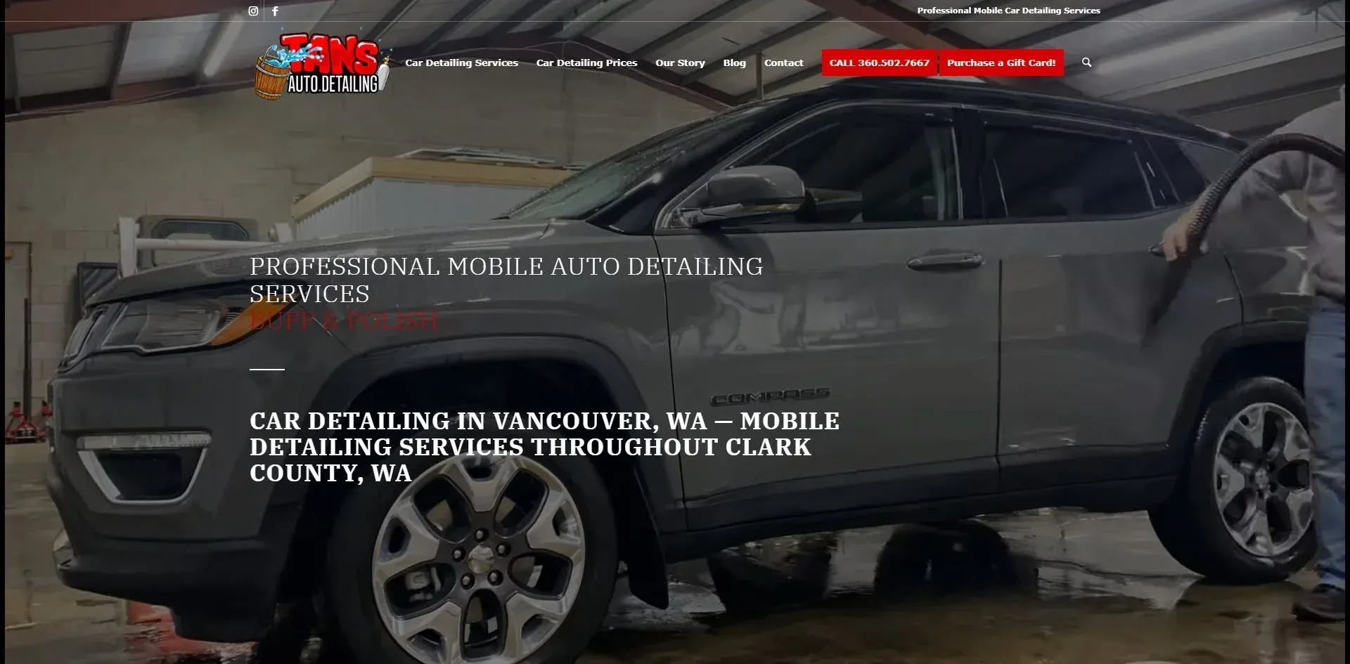 Tans Auto Detailing website that took a brand new Vancouver WA detailing business to first-page rankings