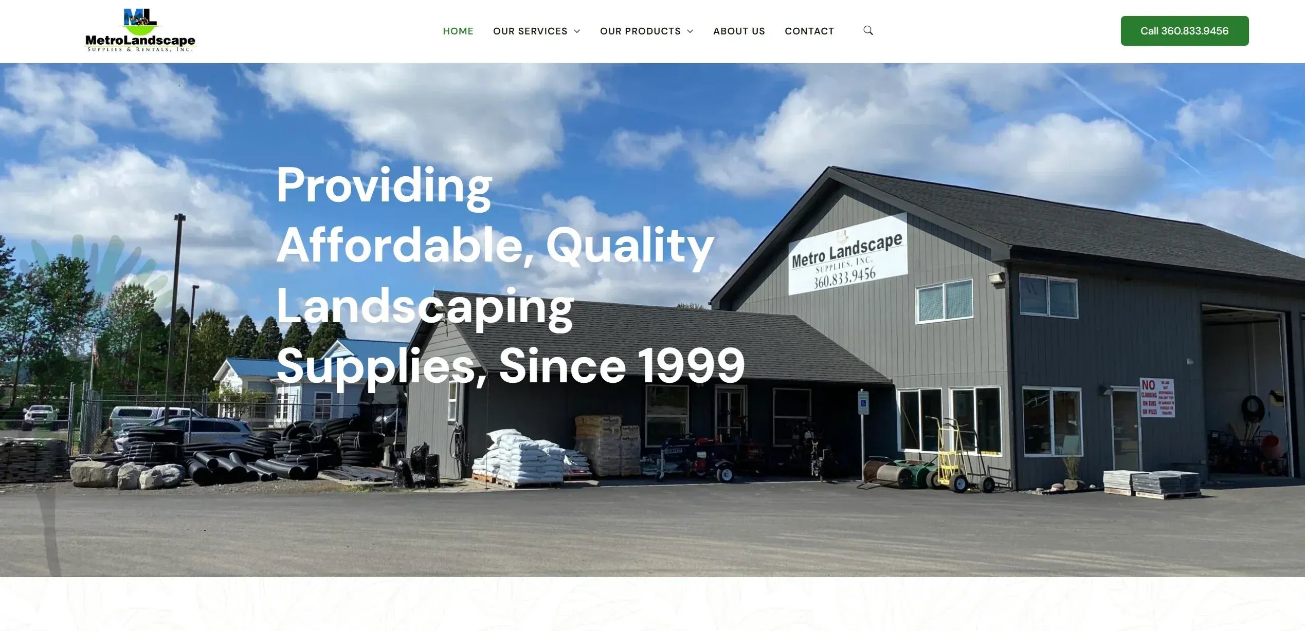Metro Landscape Supplies business website design Vancouver WA