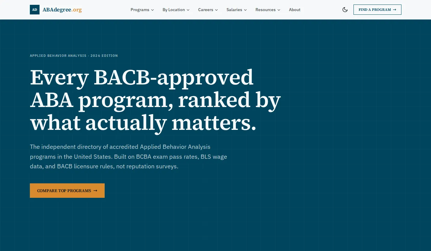 ABAdegree.org applied behavior analysis program directory homepage