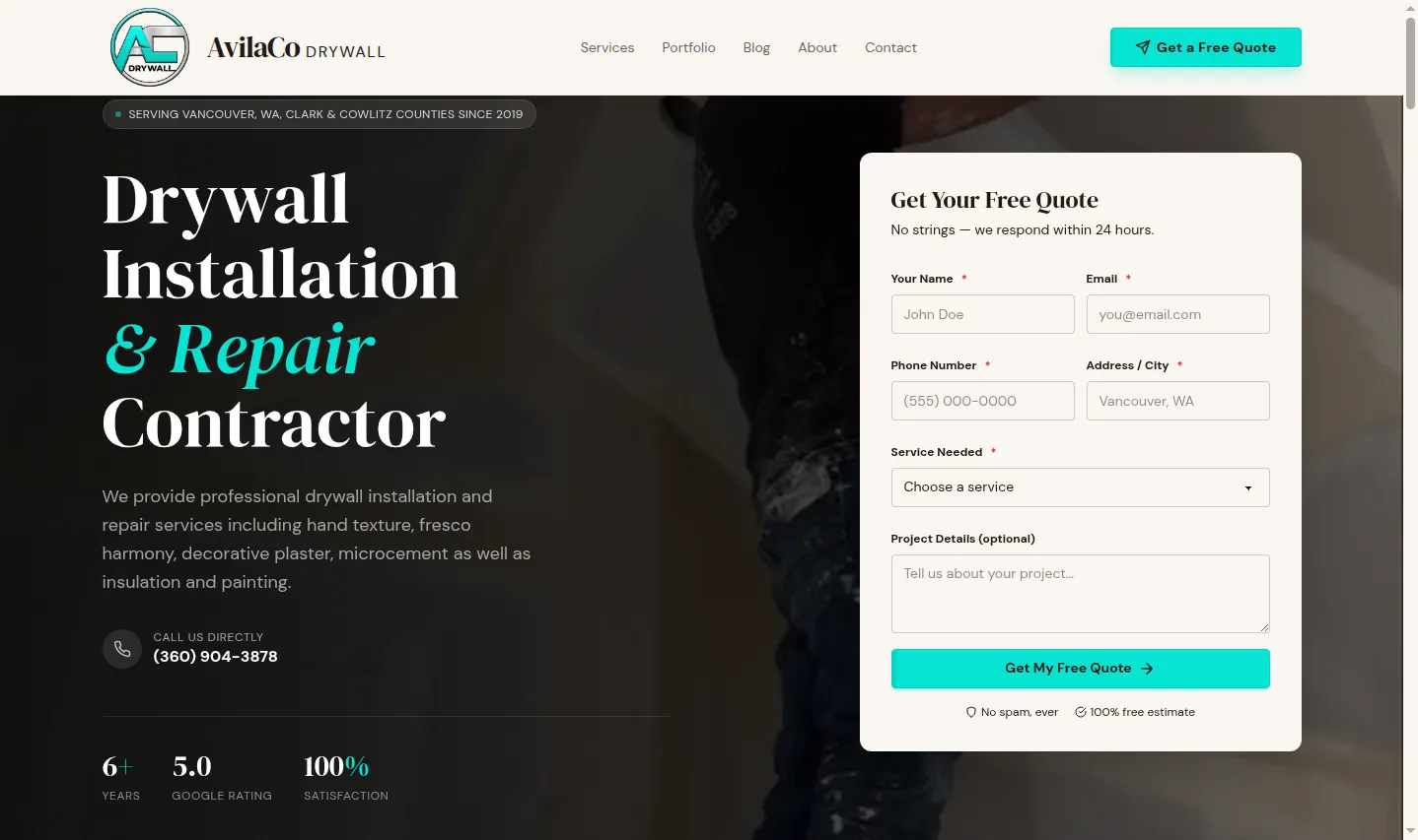 Custom website design by Savo Group for a Lacey area business